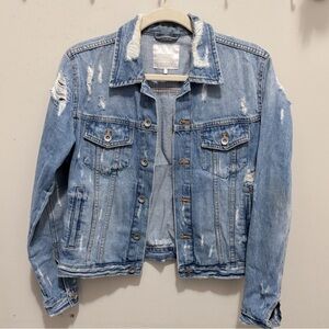 Zara Light Blue Distressed Jean Jacket